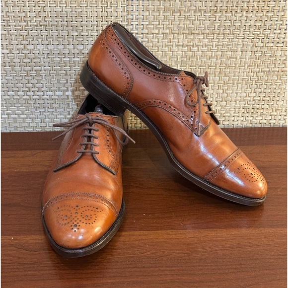 🌟2xHP🌟VTG 1980s-90s Allen Edmonds Walnut Brown Leather Sanford Wing Tip Oxford - Picture 1 of 13